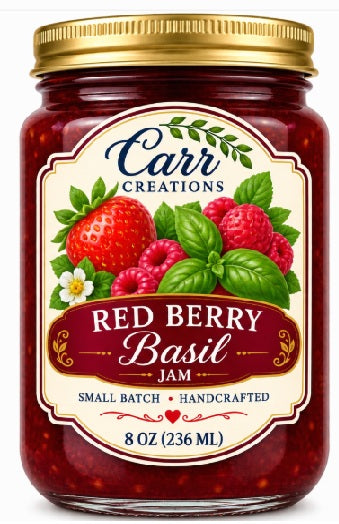 Red Berry with Basil Jam - 8oz